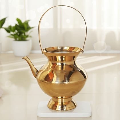 Brass Kamandal 500 ml � Pooja Showpiece Holy Water Pot, Height : 5 Inch (ZMAS530 E)