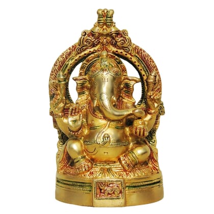 Brass Showpiece Ganesh With Frame God Idol Statue (BSMAS662)