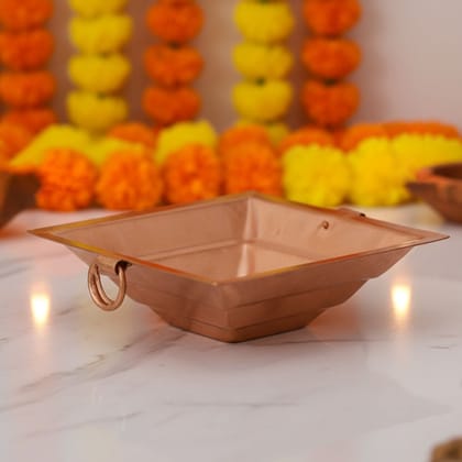 Handcrafted Copper Hawan Kund for Havan & Yagya | Temple Use, Length : 7.6 Inch (ZMAS294 E)