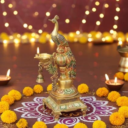 Brass Fancy Peacock Deepak (BSMAS1255 C)