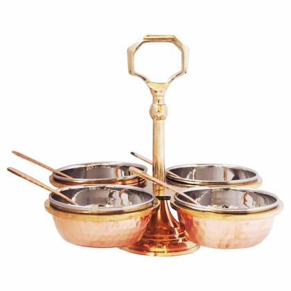 Copper Steel Brass Pickel Achar Holder Bowl With Spoon (BCMAS139 D)