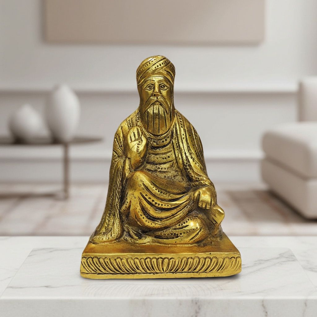 Aluminium Showpiece Gurunanak Dev, Height : 8 Inch (ASMAS487 G)