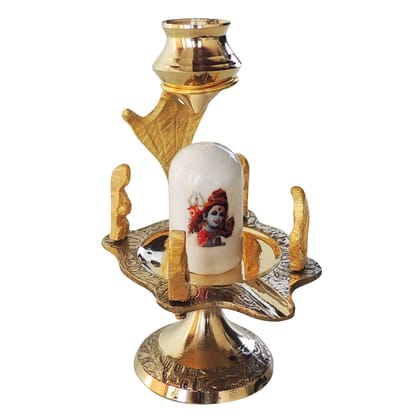 Brass Shiv Parivaar White Stone � Size 1 Family Idol, Height : 4.5 Inch (ZMAS463 B)