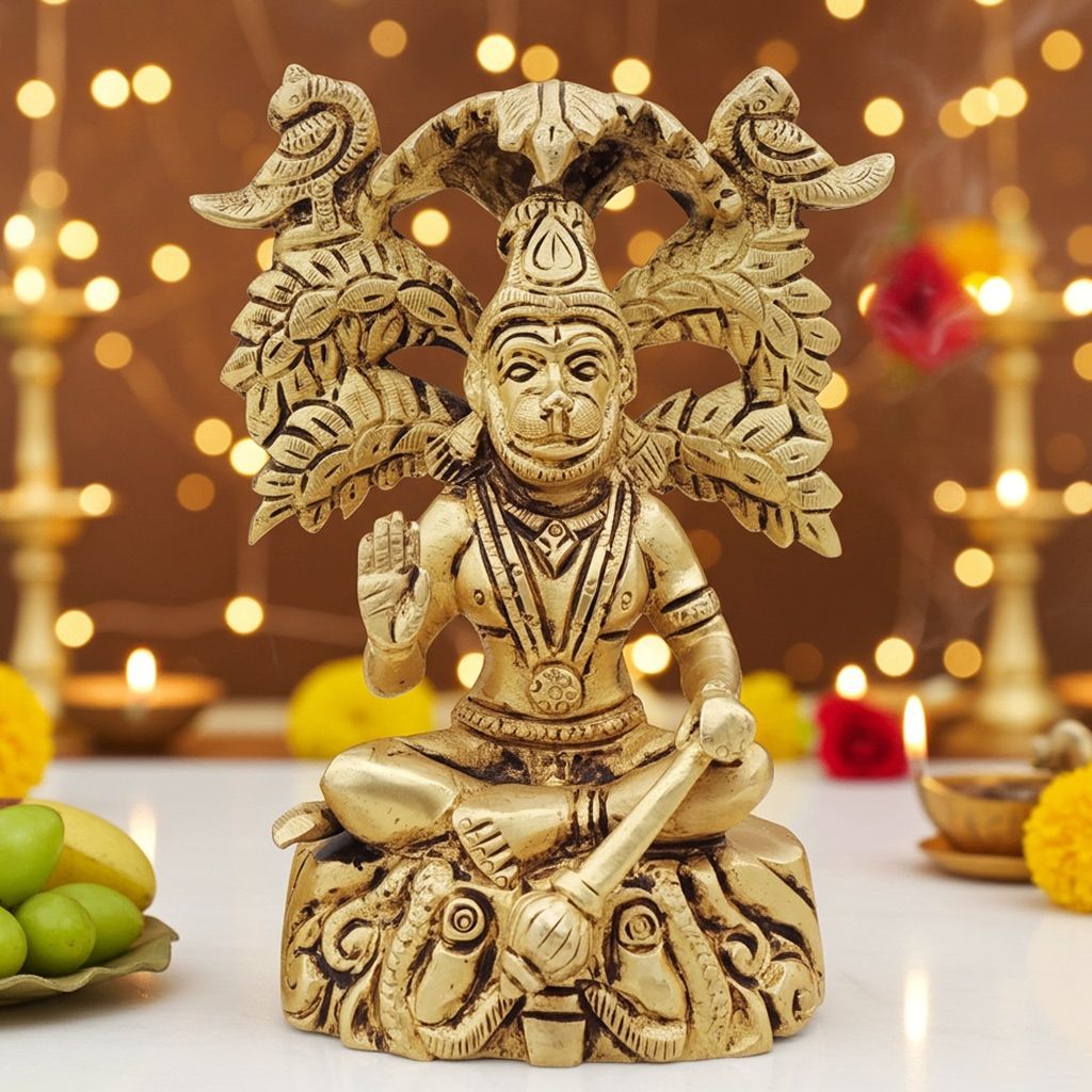 Brass Hanuman Ji God Idol Statue - Handcrafted Spiritual Murti, Height : 5 Inch (BSMAS1648 D)