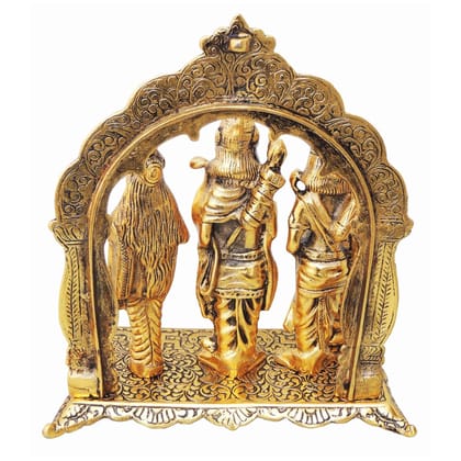 Aluminium Ram Darbar Statue with Red Velvet Box | Premium Ram Parivar Idol for Puja & Gift, Height : 9.5 Inch (ASMAS229 G)