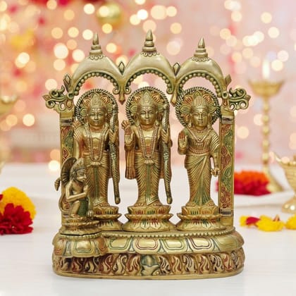Brass Ram Darbar Idol Statue | Spiritual Hindu Puja Murti, Height : 16 Inch (BSMAS741 A)