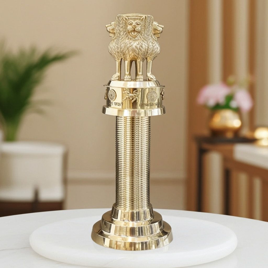 High-Quality Brass Ashoka Stambh - Table Decor for Offices & Institutions, Height : 23 Inch (FMAS691 X)