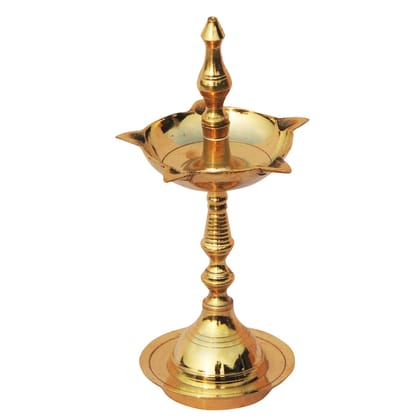 Brass Kerala Fancy Deepak, Oil Lamp No. 3  - Small Brass Diya for Mandir D�cor, Height : 6.7 Inch (FMAS642 O)