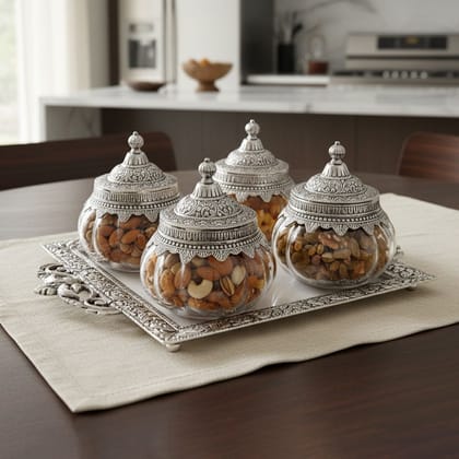 Brass Decorative Serving Tray | Premium Tableware, Height : 0.5 Inch (ATMAS074 D)