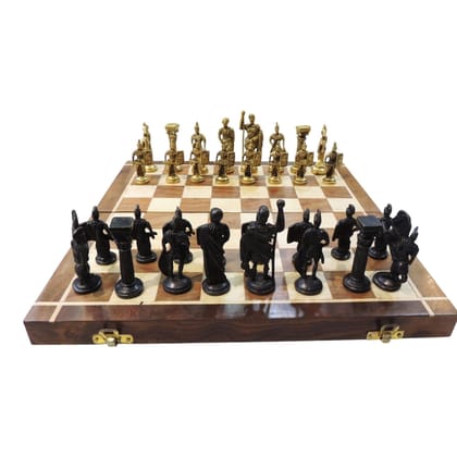 Brass Chess Board Set | Luxury Decorative Board Game, Height : 1 Inch (BSMAS363 W)