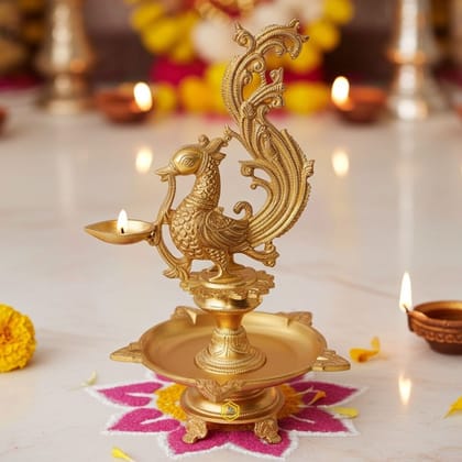 Brass Showpiece Cock, Murga Deepak God Idol Statue (BSMAS628)