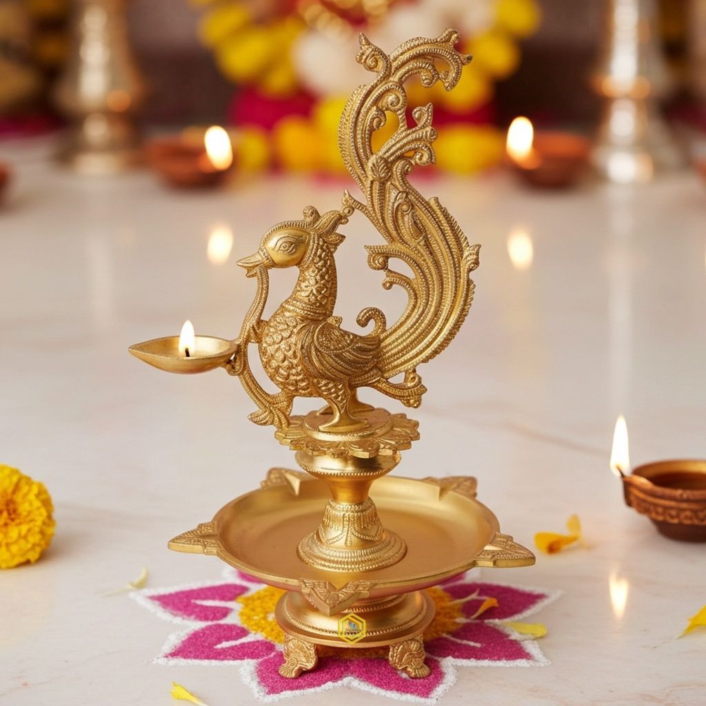 Brass Showpiece Cock, Murga Deepak God Idol Statue (BSMAS628)