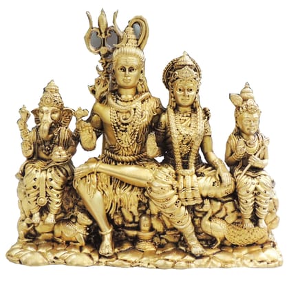 Brass Shiv Parivar Idol Statue for Home Temple, Large Size, Height : 5.2 Inch (BSMAS1932 G)
