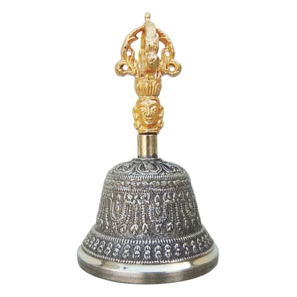Pure Bronze Metal Hand Bell, Kansa Hand Bell No. 1, Height : 5 Inch (ZMAS114 B)