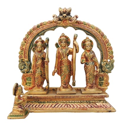 Brass Ram Darbar Same Base Idol | Ram Parivar Murti for Worship, Height : 9.5 Inch (BSMAS131 X)