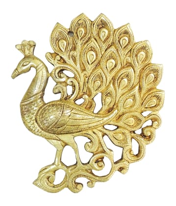 Brass Peacock Wall Statue | Peacock Wall Hanging | Brass Bird Wall Art for Home Decor, Height : 5 Inch (BSMAS1954 B)