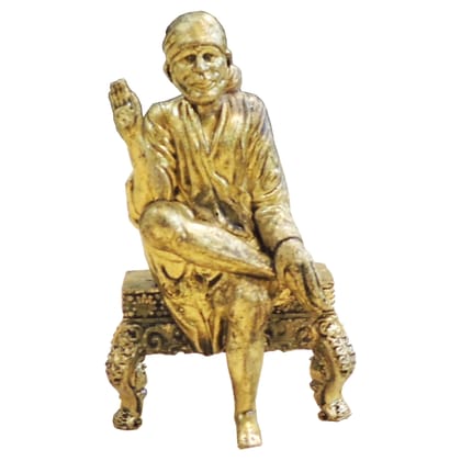 Mini Brass Sai Baba Idol Statue for Home Temple & Gifting, Height : 2.2 Inch (BSMAS1928 G)