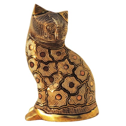 Brass Table Decor Showpiece Cat Statue (ANMAS046 B)