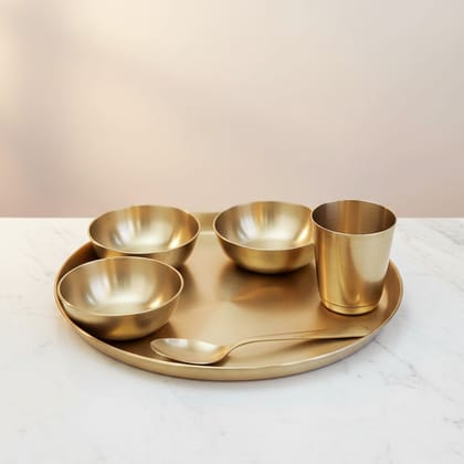 Bronze Dinner Set | Traditional Indian Dining Collection, Height : 1 Inch (BCMAS200 A)