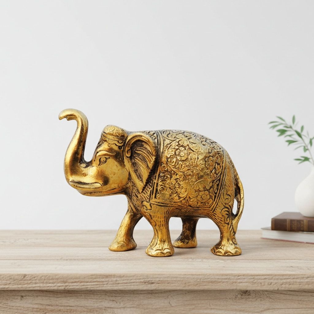 Aluminium Elephant Showpiece Statue for Lucky Home Decor & Vastu Gift, Height : 5 Inch (ASMAS240 X)