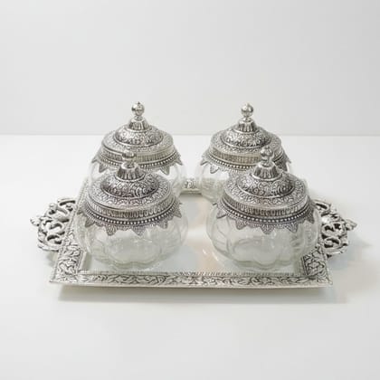 Brass Decorative Serving Tray | Premium Tableware, Height : 0.5 Inch (ATMAS074 D)