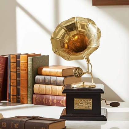 Brass Showpiece Home Decor Gramophone (MRMAS215 A)
