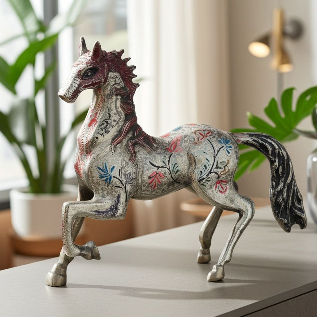 Handcrafted Brass Horse Sculpture For Home & Corporate Gifting, Height : 11 Inch (ANMAS031)