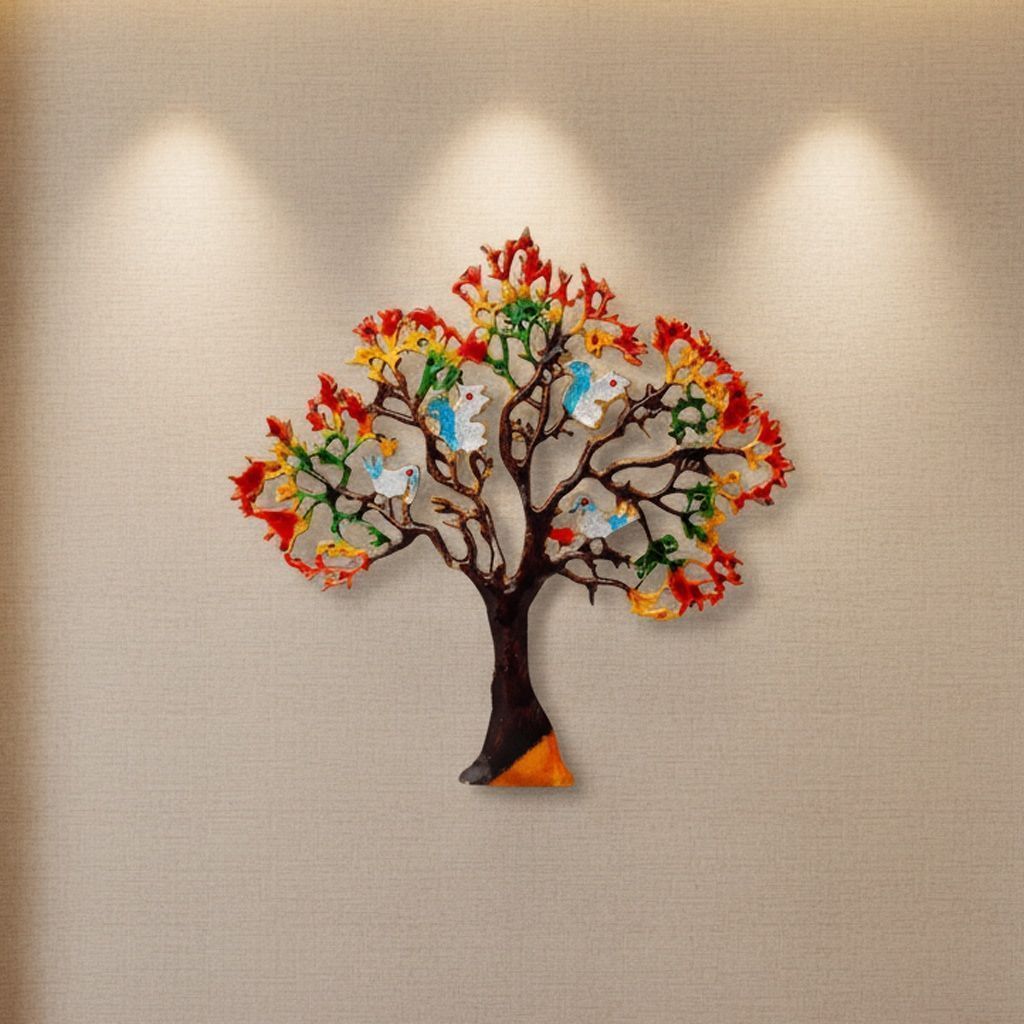 Premium Aluminium Tree Wall Art Showpiece | Designer Home Wall Decoration, Height : 17 Inch (ZMAS046 C)