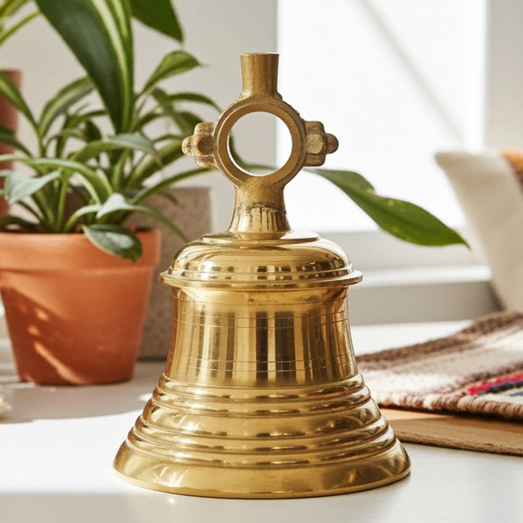 Brass Temple Hanging Ghanta, Hanging Bell, Ghanta 31 KG - Heavy Brass Temple Bell for Mandir D�cor (ZMAS493 T)