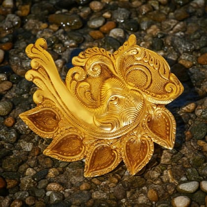 Brass Elephant Face Conch Shape Deepak 5 Wicks (BSMAS1187 A)