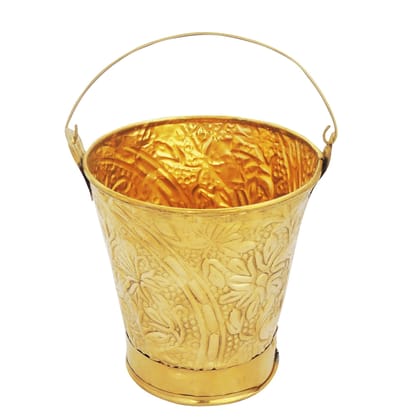 Brass Bucket Miniature Toy | Indian Vintage Collectible, Height : 4.5 Inch (ZMAS251 A)