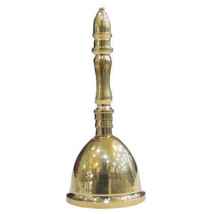 Brass Puja Hand Bell | Temple Ghanti For Aarti & Mandir, Height : 5 Inch (ZMAS636 C)
