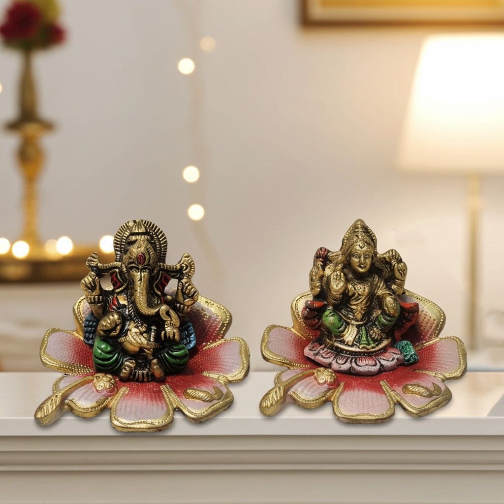 Showpiece Aluminium laxmi Ganesh Joda (ASMAS097)