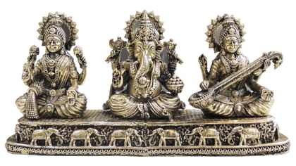 Brass Laxmi Ganesh Saraswati, Height : 4 Inch (BSMAS1772 E)