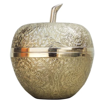 Brass Apple Shape Bowl | Handcrafted Decorative Table Centerpiece, Height : 5.2 Inch (FMAS316 B)