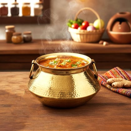 Pure Brass Handi with Lid | Traditional Biryani Handi Pot for Slow Cooking, Serving & Indian Cuisine (BCMAS207 C) Pure Brass Handi with Lid | Traditional Biryani Handi Pot for Slow Cooking, Serving & Indian Cuisine (BCMAS207 C)