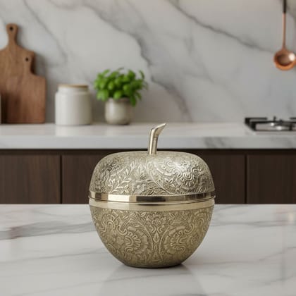 Brass Apple Shape Bowl | Handcrafted Decorative Table Centerpiece, Height : 5.2 Inch (FMAS316 B)
