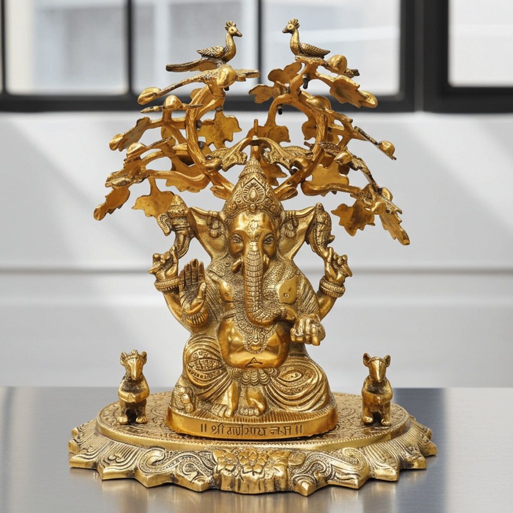 Aluminium Ganesh Ji Tree Big Gold (ASMAS205 G)