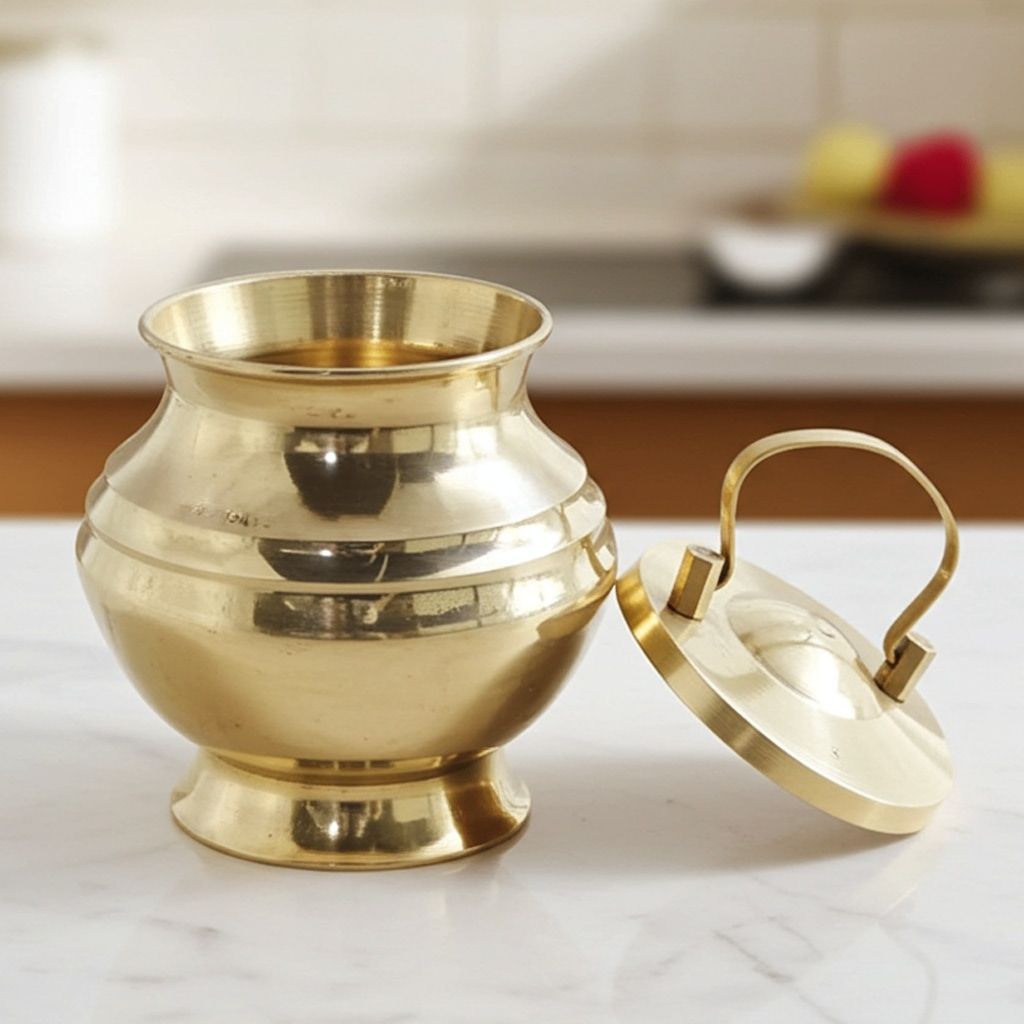 Brass Gangajali No. 4 [900 ml] � Sacred Holy Water Vessel, Height : 6.5 Inch (ZMAS613 G)