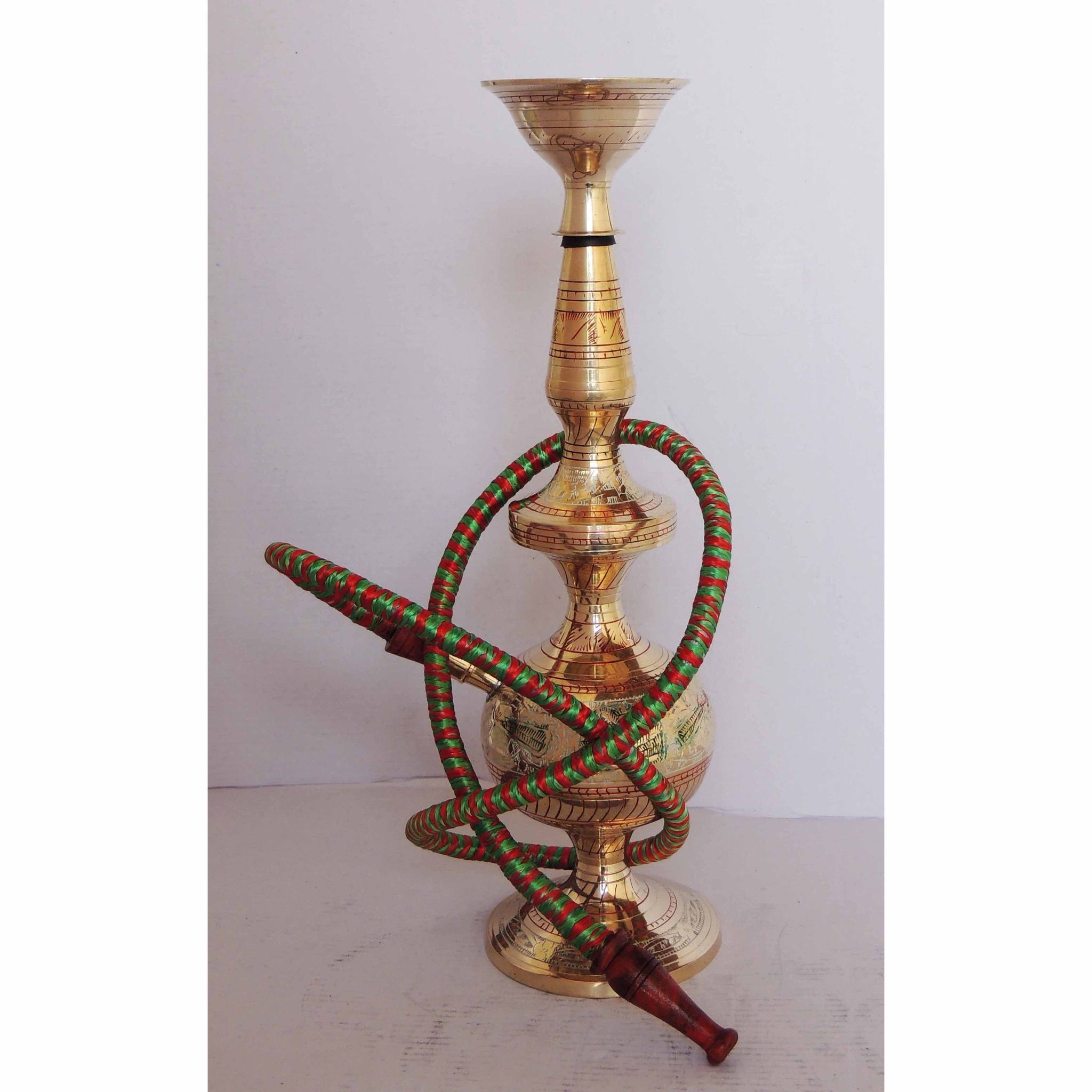 Brass Hookah | Traditional Metal Smoking Decor, Height : 14 Inch (FMAS432 A)