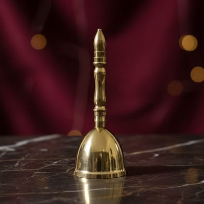 Handmade Brass Aarti Bell | Religious Puja Accessory, Height : 5.5 Inch (ZMAS636 D)