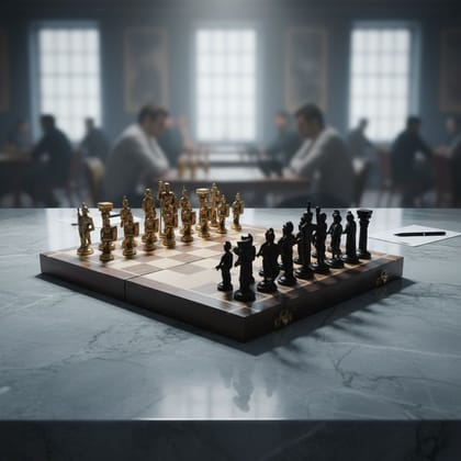 Brass Chess Board Set | Luxury Decorative Board Game, Height : 1 Inch (BSMAS363 W)