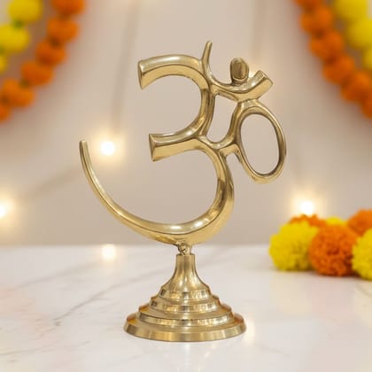 Brass Standing Om Idol | Meditation Room Decor | Yoga Accent, Height : 7.5 Inch (FMAS785 E)