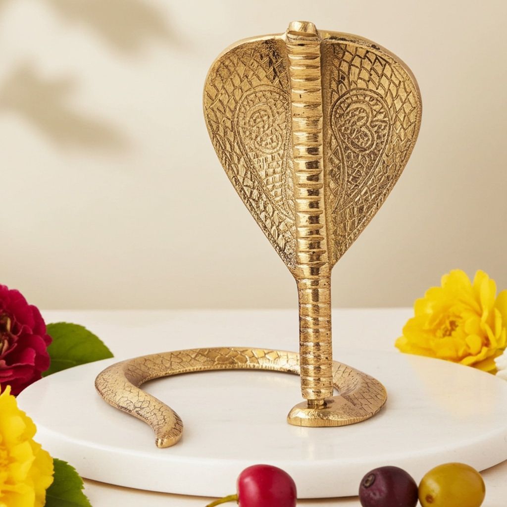 Copper Big Snake For Shivling � Heavy Naga Dev Ring, 7 Inch, Height : 7 Inch (ZMAS299 E)