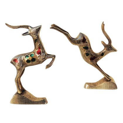 Decorative Brass Running Deer Showpiece for Living Room & Office, Height : 6.5 Inch (ANMAS023 B)