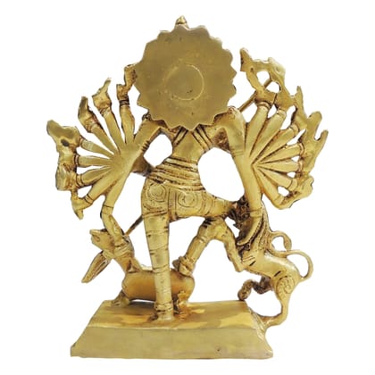 Brass Mahishasur Mardini Durga Idol Statue for Pooja Room, Height : 6.2 Inch (BSMAS1105 X)