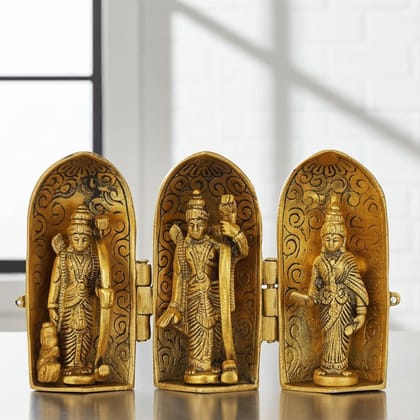 Aluminium Ram Darbar Idol Statue | Lightweight Ram Parivar Murti for Worship, Height : 5.3 Inch (ASMAS276 G)
