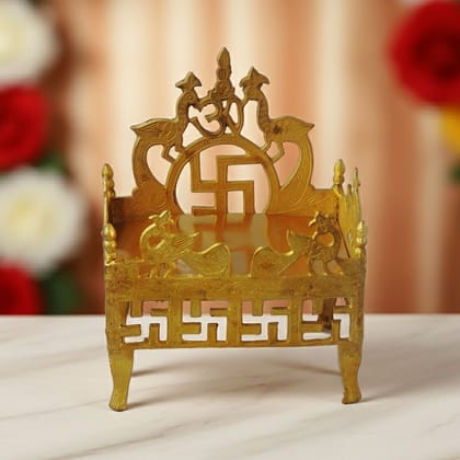 Heavy Quality Brass Singhasan Dhalai for God Idol | Mandir Decor Accessory, Height : 9.5 Inch (ZMAS324 G)