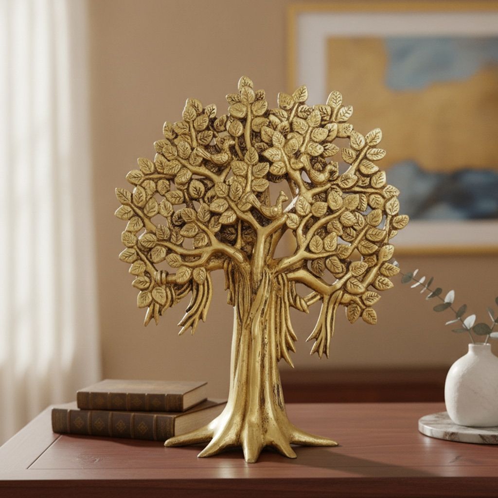 Brass Tree of Life Wall Statue | Tree of Life Wall Hanging | Brass Spiritual Home Decor, Height : 12 Inch (BSMAS1427 F)