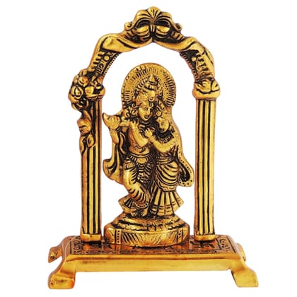 Aluminium Radha Krishna Frame � Decorative Wall Showpiece, Height : 6.5 Inch (ASMAS303 G)